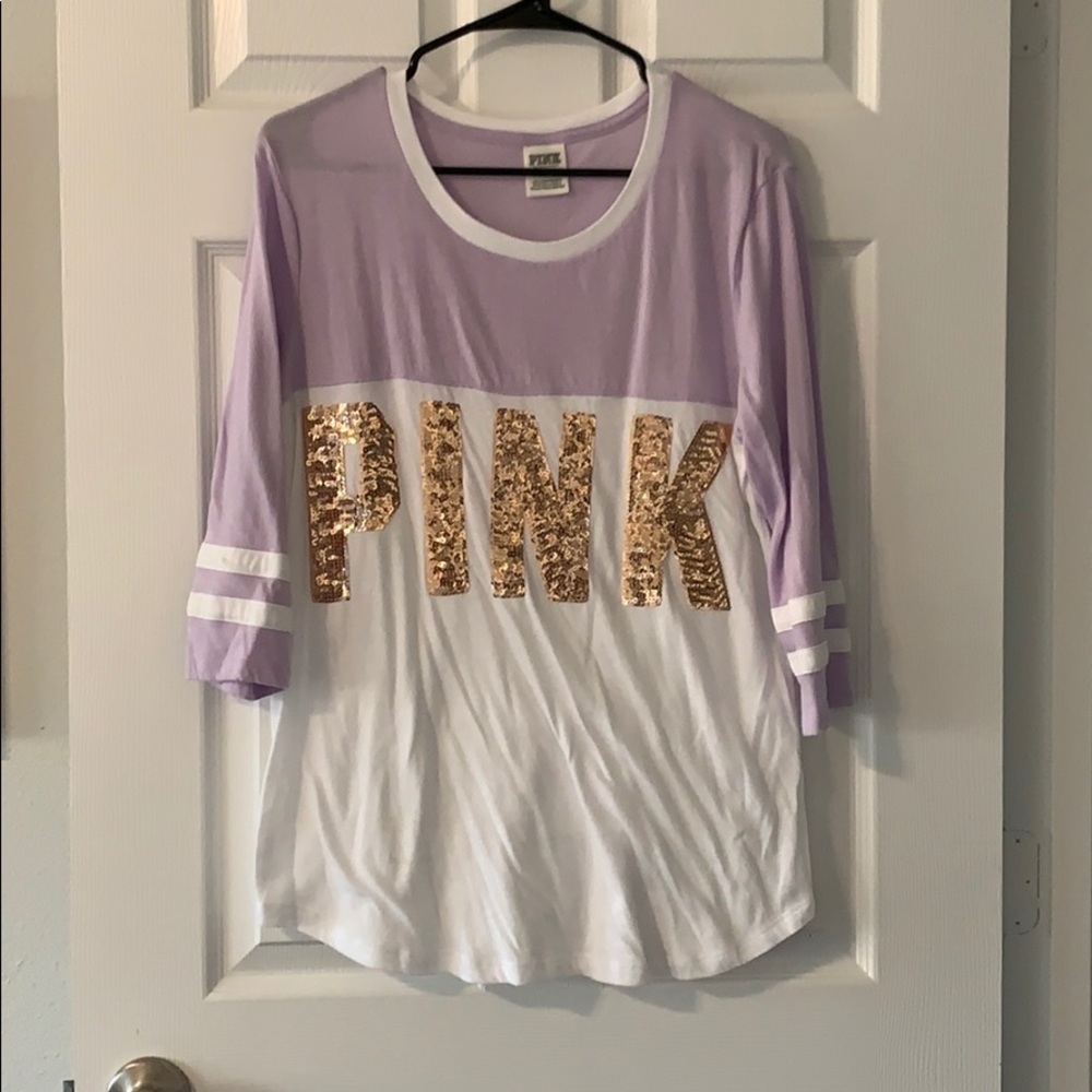 Victoria’s Secret Pink Sequined Quarter Sleeve Top